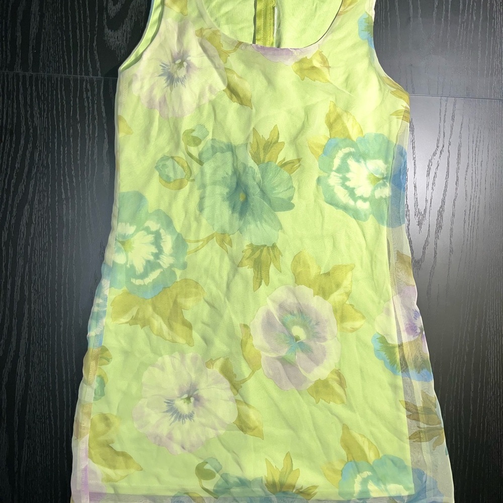 Floral Mini Dress in Lime and Teal